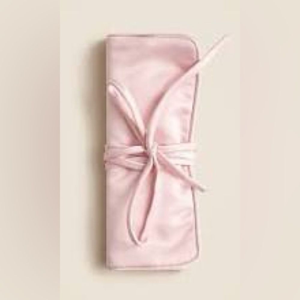 J. Crew Satin Jewelry Roll Light Pink